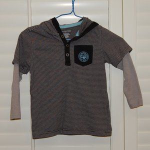 Calvin Klein Jeans Black & Grey Boys Hooded Shirt